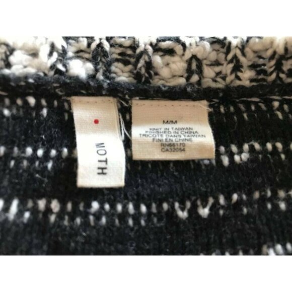 ANTHROPOLOGIE MOTH Staccato Striped Nubby Sweater Size Medium Black White - Picture 8 of 9